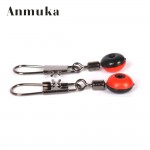 Anmuka 20pcs/lot Fishing Line to Hook Swivels Shank Clip Connector Interlock Snap Sea Space Bean Lure Rolling Swivels 41004-20