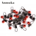 Anmuka 20pcs/lot Fishing Line to Hook Swivels Shank Clip Connector Interlock Snap Sea Space Bean Lure Rolling Swivels 41004-20