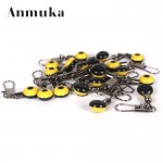 Anmuka 20pcs/lot Fishing Line to Hook Swivels Shank Clip Connector Interlock Snap Sea Space Bean Lure Rolling Swivels 41004-20