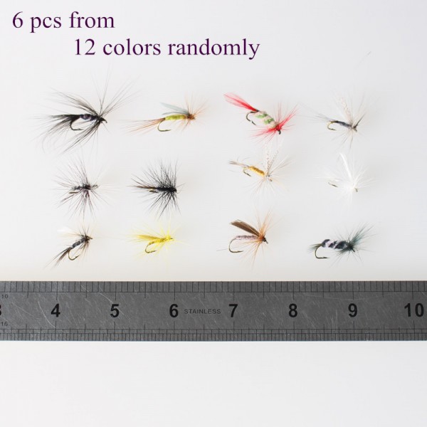 Anmuka 6pcs/set Various Dry Fly Fishing Trout Salmon Dry Flies Fish Hook Lures Fishing Lure fishing pesca