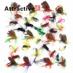 Attractive 36pcs Insect Fly Fishing Lure Artificial Fishing Bait Feather Single Treble Hooks Carp Fish Lure Water surface