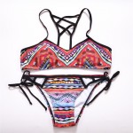 BANDEA 2016 New Arrival Bikini Brazilian Women High Neck Swimwear Floral Print Sexy Cup Padded Swimsuit Bikinis Set