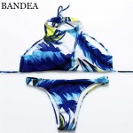 BANDEA 2016 New Arrival Bikini Brazilian Women High Neck Swimwear Floral Print Sexy Cup Padded Swimsuit Bikinis Set