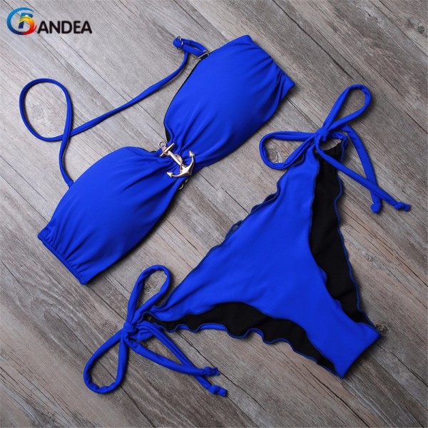 BANDEA New Summer Style Girl Beadeau Anchor Navy Swimwear Sexy bikini brazilian Swimsuit Women Biquinis Bathing Suits HA869