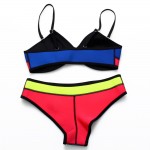 BANDEA Sexy 2016 Women Low Waist Beach Bikini Neon Swimwear Blue Bathing Swimsuit Neon Patchwork Bikini Set AD700