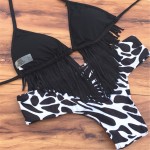 BANDEA Women Bikini Push up Padded Leopard Swimsuit Sexy Fringe Tassel Swimwear Bathing Suit Bikini Set Beachwear HA908