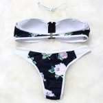 BANDEA Women Swimsuit Print Bikini Floral Swimsuit Women Halter Swimwear Push Up Bikini Natural Color Bikini Set HA806