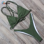 BANDEA women bikini set summer 2017 solid swimsuit halter top swimwear padding bikini brazilian swimwear bathing suit HA011