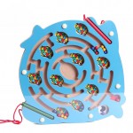 BOHS Ballpoint pen moves the magnetic maze toys wooden educational toys for children blue fish ladybug Maze