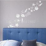 Beach themed room decor - Set of 30 fancy sea beach shell wall decals , vinyl sea shell wall stickers free shipping N2003