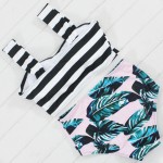 Brand 2017 Bikinis Women Swimsuit Floral Top Stripe Bottom Swimsuit High Waist Bikini Brazilian Biquini Tropical Bathing Suit