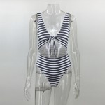 Brand bathing suit Bikini Women Sexy bikini Set Double-deck Milk Striped Double Shoulder Strap Swimsuit maillot de bain