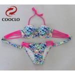 COOCLO 2016 sey women bikini New Sexy Lady print  Bikini Set Push Up Padded Bra Swimsuit Swimwear plus up Beachwear