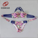 COOCLO 2016 sey women bikini New Sexy Lady print  Bikini Set Push Up Padded Bra Swimsuit Swimwear plus up Beachwear