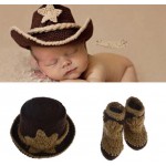 Cartoon Hula Girls Style Handmade Crochet Newborn Cowboy Photo Prop Baby Photography Props Set  KXBBBP035