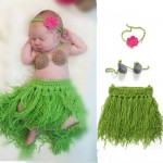 Cartoon Hula Girls Style Handmade Crochet Newborn Cowboy Photo Prop Baby Photography Props Set  KXBBBP035