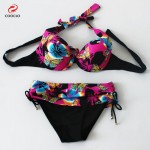 Cooclo Big Size Bikinis Set Russia Style Women Swimsuits Butterfly Print Push Up Plus Size Sexy Bikini Women Vintage Swimwear