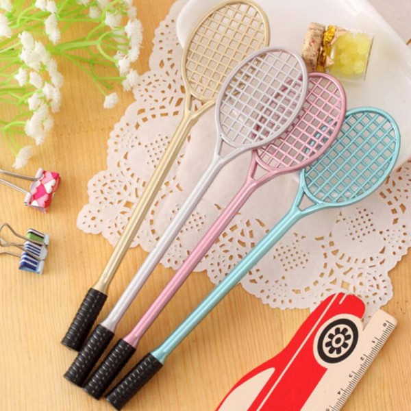 Creative 20pcs/lot Cute Badminton Racket Shape Gel Pen Office Supplies Stationery Roller Ball Pen Stationery School Supplies