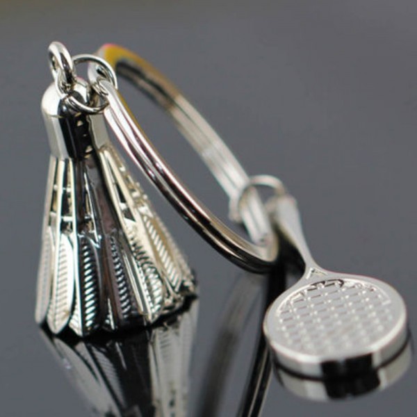 Creative gifts accessories Badminton and racket key chain shuttlecock & badminton racket keychain key ring