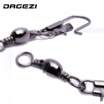 DAGEZI 100 pieces 8 words ring black steel swivels interlock snap fishing gear accessories Connector copper swivel 