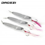 DAGEZI 18g Metal Sequins Fishing Lure Spoon Lure with Feather Noise Paillette Hard Baits Treble Hook Pesca Fishing Tackle