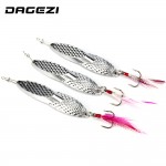 DAGEZI 18g Metal Sequins Fishing Lure Spoon Lure with Feather Noise Paillette Hard Baits Treble Hook Pesca Fishing Tackle