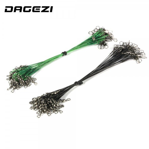 DAGEZI 30PCS/lot Fishing Line Steel Wire Leader fishing tackle box fishing gear accessories Connector copper swivel 