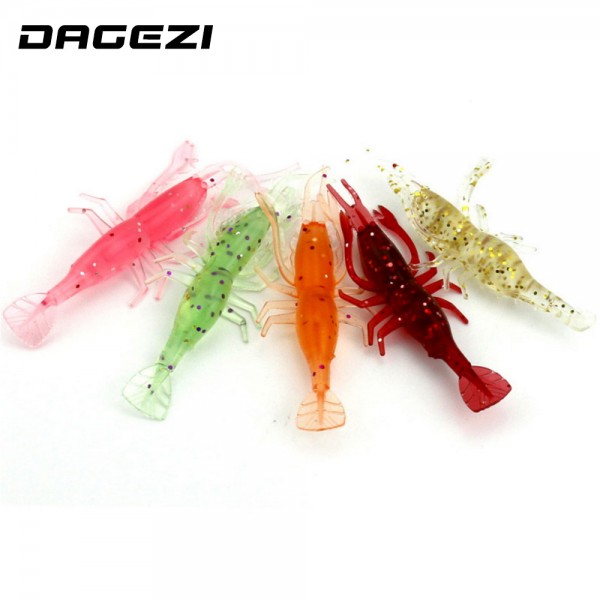 DAGEZI Artificial Lure 5pcs/lot 8cm/3.6g  Fishing Shrimp Swimbaits  Soft Lure Fly Fishing Bait Fishing Lure Pesca