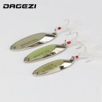 DAGEZI Luminous Metal Spinner Spoon Fishing Lure Hard Baits Sequins Noise Paillette with Feather Treble Hook 10/15/20g