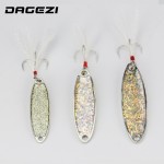 DAGEZI Luminous Metal Spinner Spoon Fishing Lure Hard Baits Sequins Noise Paillette with Feather Treble Hook 10/15/20g