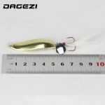 DAGEZI Metal Sequins Fishing Lure 5pcs/lot Spoon Lure with feather Noise Paillette Hard Baits Treble Hook Pesca Fishing Tackle 