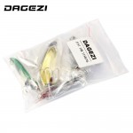 DAGEZI Metal Sequins Fishing Lure 5pcs/lot Spoon Lure with feather Noise Paillette Hard Baits Treble Hook Pesca Fishing Tackle 