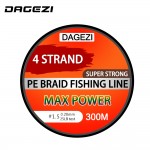 DAGEZI Super Strong 4 strand 300M/330YDS 100% PE Braided Fishing Line 10-80LB Multifilament Fishing Line Carp Fishing Saltwater