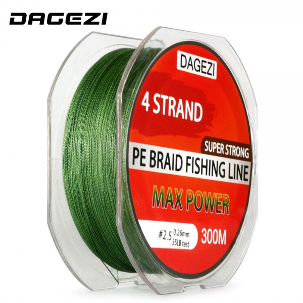 DAGEZI Super Strong 4 strand 300M/330YDS 100% PE Braided Fishing Line 10-80LB Multifilament Fishing Line Carp Fishing Saltwater