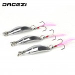 DAGEZI geometry Metal Sequins Fishing Lure Spoon Lure with Feather Noise Paillette Hard Baits Treble Hook Pesca Fishing Tackle