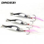 DAGEZI geometry Metal Sequins Fishing Lure Spoon Lure with Feather Noise Paillette Hard Baits Treble Hook Pesca Fishing Tackle