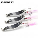 DAGEZI geometry Metal Sequins Fishing Lure Spoon Lure with Feather Noise Paillette Hard Baits Treble Hook Pesca Fishing Tackle