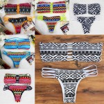 DONQL 2017 Sexy Swimsuit Bandeau Push Up Bikini Set Reversible Print Swimwear Brazilian Strapless Padded Bra Beach Bathing Suits