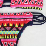 DONQL 2017 Sexy Swimsuit Bandeau Push Up Bikini Set Reversible Print Swimwear Brazilian Strapless Padded Bra Beach Bathing Suits