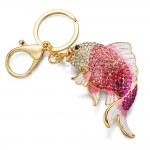 Dalaful Exquisite Enamel Crystal Fish Key Chains Holder Goldfish Bag Buckle HandBag Pendant For Car Keyrings KeyChains K239