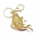 Dalaful Exquisite Enamel Crystal Fish Key Chains Holder Goldfish Bag Buckle HandBag Pendant For Car Keyrings KeyChains K239