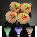 Dark Night 4 Pcs Colorful LED Badminton Goose Feather Shuttlecock Shuttlecocks 8 Light Modes Badminton Shuttle Cock