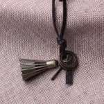 Delicate Jewelry Genuine Leather Necklace badminton Shape Pendant Necklace Cowhide jewelry