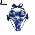 EONAR Bikinis Women 2017 Print Floral Swimsuits Brazilian Push Up Bikini Set Retro Bathing Suits Plus Size Swimwear Female XXL