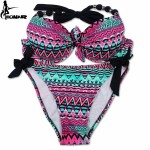 EONAR Bikinis Women 2017 Print Floral Swimsuits Brazilian Push Up Bikini Set Retro Bathing Suits Plus Size Swimwear Female XXL