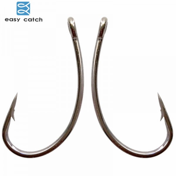 Easy Catch 200pcs 8245 Carp Fishing Hooks Silver Teflon Coated Circle Curve Shank Carp Hair Rigs Fishing Hook Size 2 4 6 8