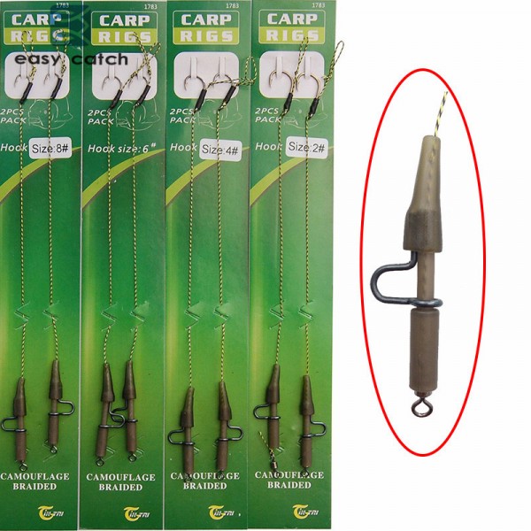 Easy Catch 8pcs Carp Fishing Hair Rigs Braided Thread 8340 Hook Lead Clips Boilies Carp Rigs Carp Fishing Accessories