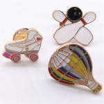 Europe United States foreign trade jewelry wholesale sports style Hot air balloon bow and arrow badminton brooch