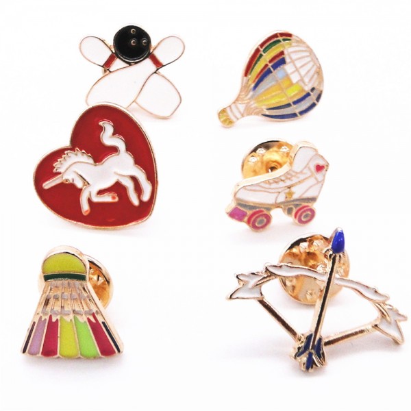 Europe United States foreign trade jewelry wholesale sports style Hot air balloon bow and arrow badminton brooch