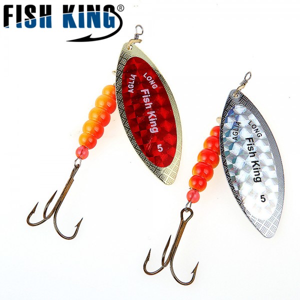 FISH KING Brand 1PC 1# 2# 3# 4# 5# Willow shaped Mepps Spinner Bait Fishing Lure Bass Hard Baits Spoon With Treble Hook Tackle